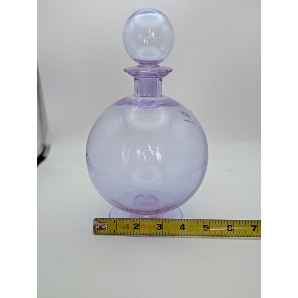 Carlo Moretti Murano Glass Decanter Purple Orb Stopper Made in Italy Vintage - Picture 15 of 16